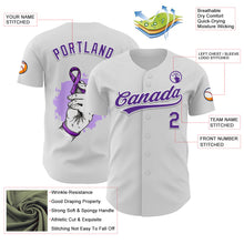 Загрузить изображение в средство просмотра галереи, Custom White Purple 3D Pancreatic Cancer Ribbon Authentic Baseball Jersey