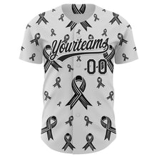 Загрузить изображение в средство просмотра галереи, Custom White Black 3D Skin Cancer Ribbon Authentic Baseball Jersey