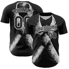 Загрузить изображение в средство просмотра галереи, Custom Black White 3D Skin Cancer Ribbon Authentic Baseball Jersey