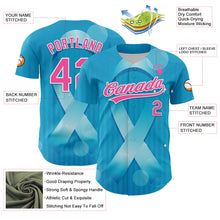 Загрузить изображение в средство просмотра галереи, Custom Sky Blue Pink-White 3D Prostate Cancer Ribbon Authentic Baseball Jersey