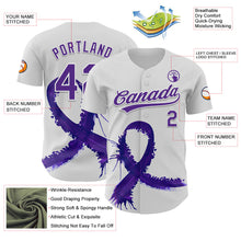 Загрузить изображение в средство просмотра галереи, Custom White Purple 3D Testicular Cancer Ribbon Authentic Baseball Jersey