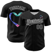 Laden Sie das Bild in den Galerie-Viewer, Custom Black White 3D Thyroid Cancer Ribbon Authentic Baseball Jersey