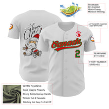 Charger l'image dans la galerie, Custom White Fire Red-Grass Green 3D Funny Christmas Authentic Baseball Jersey