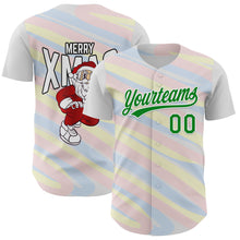 Charger l'image dans la galerie, Custom White Grass Green 3D Funny Christmas Authentic Baseball Jersey
