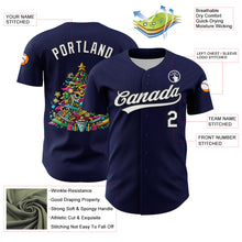 Charger l'image dans la galerie, Custom Navy White-Black 3D Funny Christmas Authentic Baseball Jersey