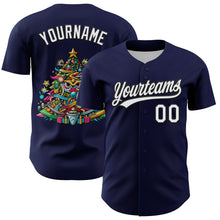 Charger l'image dans la galerie, Custom Navy White-Black 3D Funny Christmas Authentic Baseball Jersey