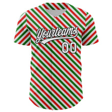 Charger l'image dans la galerie, Custom White Black Red-Kelly Green 3D Funny Christmas Authentic Baseball Jersey