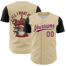 Загрузить изображение в средство просмотра галереи, Custom Cream Crimson-White 3D Funny Christmas Authentic Baseball Jersey