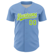 Загрузить изображение в средство просмотра галереи, Custom Light Blue Neon Green-White 3D Funny Christmas Authentic Baseball Jersey