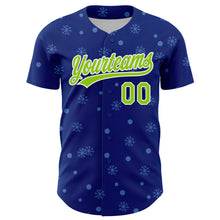 Загрузить изображение в средство просмотра галереи, Custom Royal Neon Green-White 3D Funny Christmas Authentic Baseball Jersey