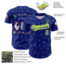 Загрузить изображение в средство просмотра галереи, Custom Royal Neon Green-White 3D Funny Christmas Authentic Baseball Jersey