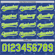 Загрузить изображение в средство просмотра галереи, Custom Royal Neon Green-White 3D Funny Christmas Authentic Baseball Jersey