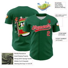 Charger l'image dans la galerie, Custom Kelly Green Fire Red-White 3D Funny Christmas Authentic Baseball Jersey