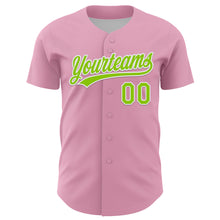 Charger l'image dans la galerie, Custom Light Pink Neon Green Red-Kelly Green 3D Funny Christmas Authentic Baseball Jersey