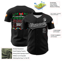 Charger l'image dans la galerie, Custom Black Kelly Green-Red 3D Funny Christmas Authentic Baseball Jersey