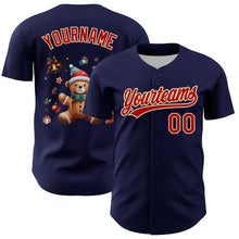Charger l'image dans la galerie, Custom Navy Red-Cream 3D Funny Christmas Authentic Baseball Jersey