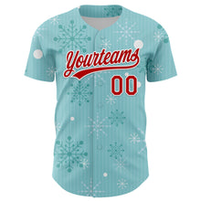 Charger l'image dans la galerie, Custom Ice Blue Red-Kelly Green 3D Funny Christmas Authentic Baseball Jersey