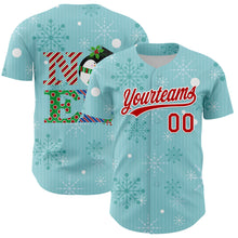 Charger l'image dans la galerie, Custom Ice Blue Red-Kelly Green 3D Funny Christmas Authentic Baseball Jersey