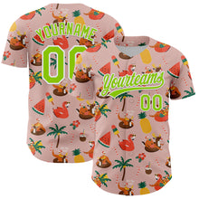 Загрузить изображение в средство просмотра галереи, Custom Medium Pink Neon Green-White 3D Funny Christmas Authentic Baseball Jersey