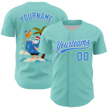 Charger l'image dans la galerie, Custom Ice Blue Electric Blue-White 3D Funny Christmas Authentic Baseball Jersey
