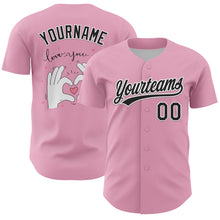 Загрузить изображение в средство просмотра галереи, Custom Light Pink Black-White 3D Love Heart Valentine's Day Authentic Baseball Jersey