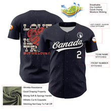 Загрузить изображение в средство просмотра галереи, Custom Navy White-Black 3D Love Heart Valentine's Day Authentic Baseball Jersey