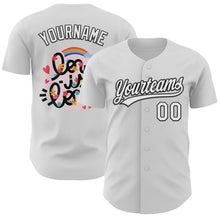 Загрузить изображение в средство просмотра галереи, Custom White Black 3D Love Heart Valentine's Day Authentic Baseball Jersey
