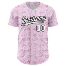 Загрузить изображение в средство просмотра галереи, Custom Light Pink White-Black 3D Love Heart Valentine's Day Authentic Baseball Jersey