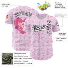Загрузить изображение в средство просмотра галереи, Custom Light Pink White-Black 3D Love Heart Valentine's Day Authentic Baseball Jersey