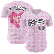Загрузить изображение в средство просмотра галереи, Custom Light Pink White-Black 3D Love Heart Valentine's Day Authentic Baseball Jersey