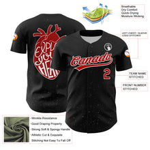 Загрузить изображение в средство просмотра галереи, Custom Black Red-White 3D Love Heart Valentine's Day Authentic Baseball Jersey