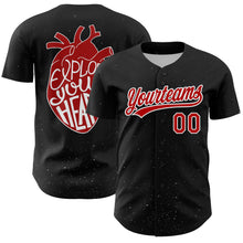 Загрузить изображение в средство просмотра галереи, Custom Black Red-White 3D Love Heart Valentine's Day Authentic Baseball Jersey