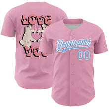 Загрузить изображение в средство просмотра галереи, Custom Light Pink Light Blue-White 3D Love Heart Valentine's Day Authentic Baseball Jersey
