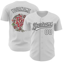 Загрузить изображение в средство просмотра галереи, Custom White Black 3D Love Valentine's Day Authentic Baseball Jersey