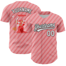 Загрузить изображение в средство просмотра галереи, Custom Medium Pink White-Black 3D Love Heart Valentine's Day Authentic Baseball Jersey