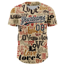 Загрузить изображение в средство просмотра галереи, Custom City Cream Black-White 3D Love Valentine's Day Authentic Baseball Jersey