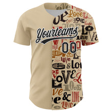 Загрузить изображение в средство просмотра галереи, Custom City Cream Black-White 3D Love Valentine's Day Authentic Baseball Jersey