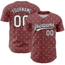 Laden Sie das Bild in den Galerie-Viewer, Custom Brown White-Black 3D Love Heart Valentine's Day Authentic Baseball Jersey