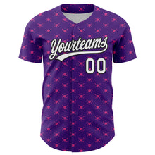 Загрузить изображение в средство просмотра галереи, Custom Purple White-Black 3D Love Heart Valentine's Day Authentic Baseball Jersey