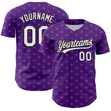Загрузить изображение в средство просмотра галереи, Custom Purple White-Black 3D Love Heart Valentine's Day Authentic Baseball Jersey
