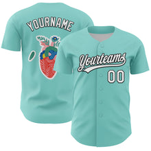 Загрузить изображение в средство просмотра галереи, Custom Ice Blue White-Black 3D Love Heart Valentine's Day Authentic Baseball Jersey