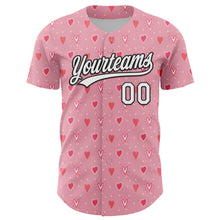 Загрузить изображение в средство просмотра галереи, Custom Light Pink White-Black 3D Love Heart Valentine's Day Authentic Baseball Jersey