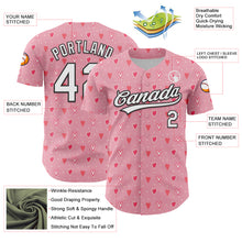 Загрузить изображение в средство просмотра галереи, Custom Light Pink White-Black 3D Love Heart Valentine's Day Authentic Baseball Jersey