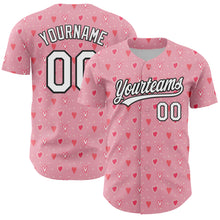 Загрузить изображение в средство просмотра галереи, Custom Light Pink White-Black 3D Love Heart Valentine's Day Authentic Baseball Jersey