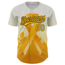 Загрузить изображение в средство просмотра галереи, Custom White Gold-Black 3D Appendix Cancer Ribbon Authentic Baseball Jersey