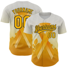 Загрузить изображение в средство просмотра галереи, Custom White Gold-Black 3D Appendix Cancer Ribbon Authentic Baseball Jersey