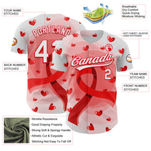 Загрузить изображение в средство просмотра галереи, Custom White Fire Red 3D Blood Cancer Ribbon Authentic Baseball Jersey