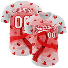 Загрузить изображение в средство просмотра галереи, Custom White Fire Red 3D Blood Cancer Ribbon Authentic Baseball Jersey