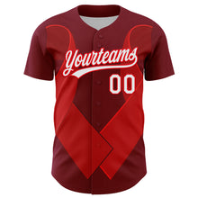 Laden Sie das Bild in den Galerie-Viewer, Custom Maroon White-Fire Red 3D Blood Cancer Ribbon Authentic Baseball Jersey