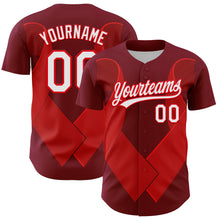 Laden Sie das Bild in den Galerie-Viewer, Custom Maroon White-Fire Red 3D Blood Cancer Ribbon Authentic Baseball Jersey